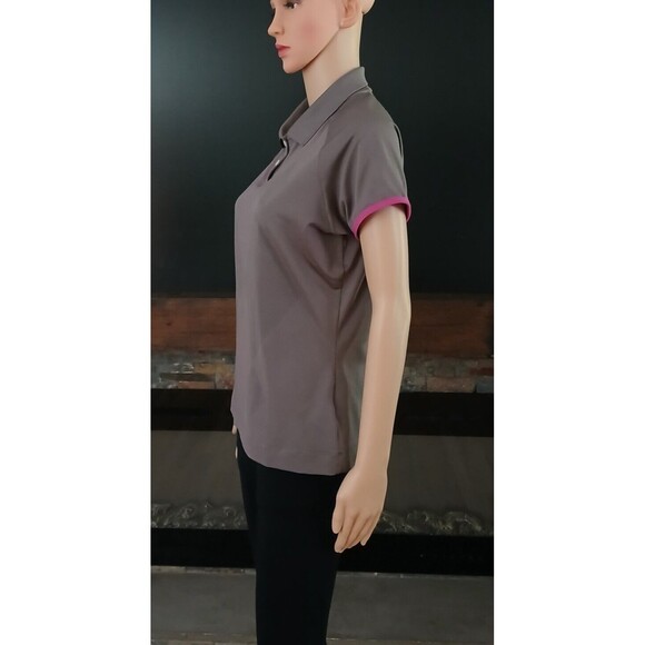 Nike Golf Dry Fit Top Medium Women's Collard Button Gray & Pink Short Sleeve Top - Picture 2 of 8